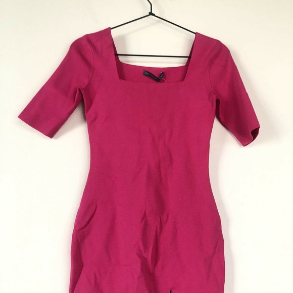 Zeynep Arcay Square Neck Mini Knit Dress Fuchsia 4 - Picture 6 of 9
